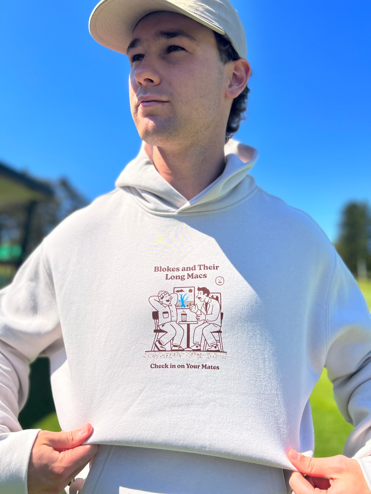 Blokes & Their Long Macs "Check in on your mates" HOODIE