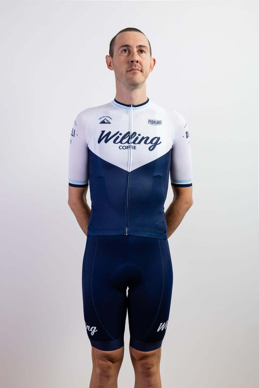 Willing Coffee Men's Short Sleeve Cycling Jersey - Engineered with high-performance fabric for a comfortable and efficient ride. Elevate your cycling experience!