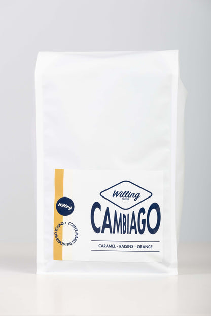 Willing Coffee Signature Blend - 1kg Bag with captivating tasting notes of caramel, raisin, and orange. Experience a delightful and rich coffee experience!