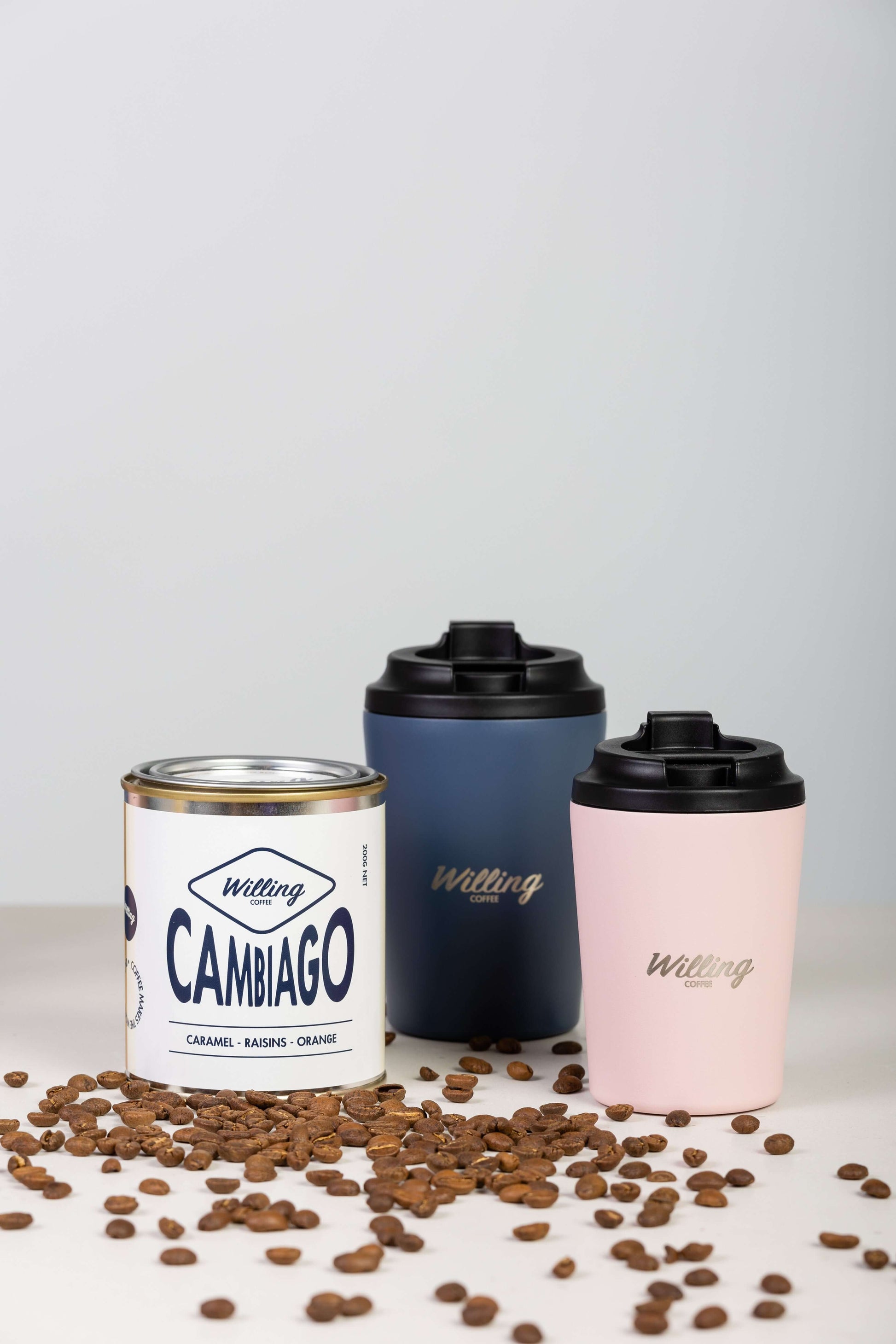 Willing Coffee Signature Blend - 200g Tin with enticing notes of caramel, raisin, and orange. Perfect for your favorite Willing Coffee Keep Cup.