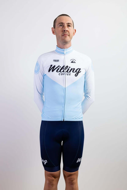 Willing Coffee Men's Long Sleeve Jersey - Stay warm and perform your best with thermal lining and high-performance fabric. Perfect for your cycling escapades!