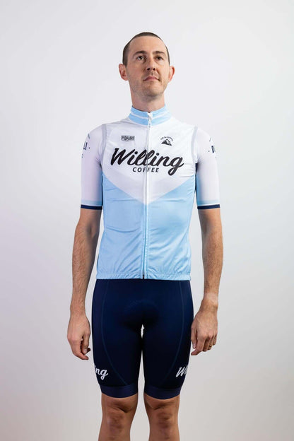 Willing Coffee Men's Cycling Vest - Ideal for layering over your jersey to stay warm. Crafted with high-performance fabric and convenient pockets for your essentials. 