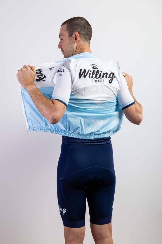 Willing Coffee Men's Cycling Vest - Ideal for layering over your jersey to stay warm. Crafted with high-performance fabric and convenient pockets for your essentials. 