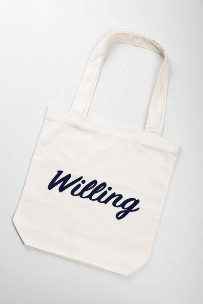 Willing Coffee White Canvas Tote Bag - Your eco-friendly companion for coffee runs and daily essentials. Embrace style and sustainability in one tote!