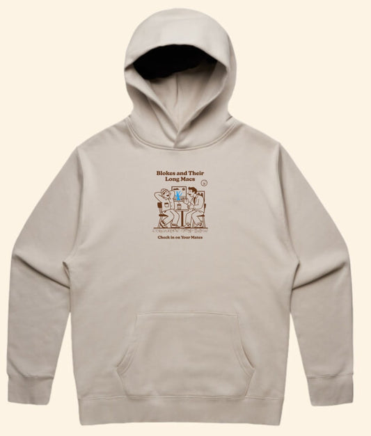 Blokes & Their Long Macs "Check in on your mates" HOODIE